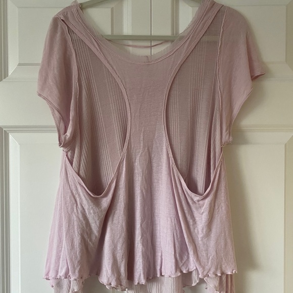 free people light pink ruffle tee - Picture 3 of 4